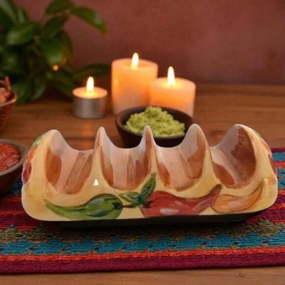 Hand Painted Ceramic Taco Holder